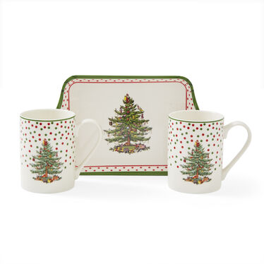 Christmas Tree Polka Dot Mug & Tray Set Christmas Tree Polka Dot Mug & Tray Set